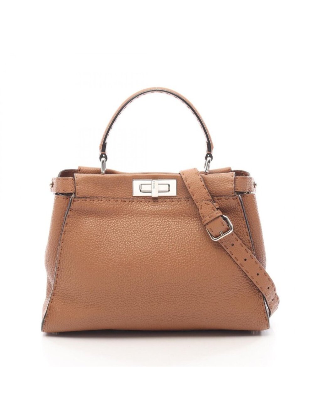 Fendi Handbag Peekaboo Regular Brown Leather Selleria